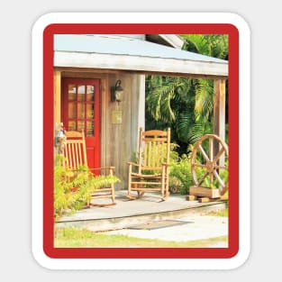 Western Front Porch with Rocking Chairs Sticker